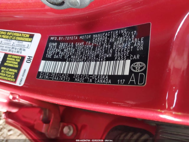 2T1BURHE7JC001445 Toyota Corolla Xse