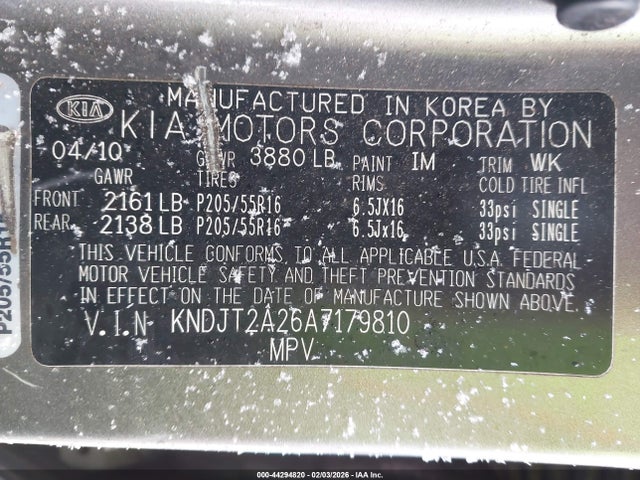 Aukcja sprzedaży 2010 Kia Soul +, vin: KNDJT2A26A7179810, numer aukcji: 44294820