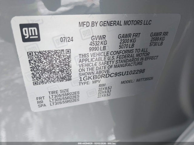 Продаж на аукціоні авто 2025 Gmc Hummer Ev Suv 3x E4wd, vin: 1GKB0RDC9SU102298, номер лоту: 44294829