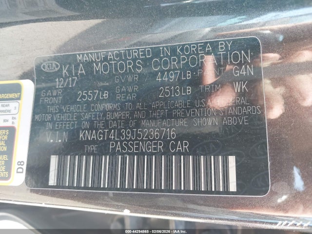 KNAGT4L39J5236716 KIA Optima Lx