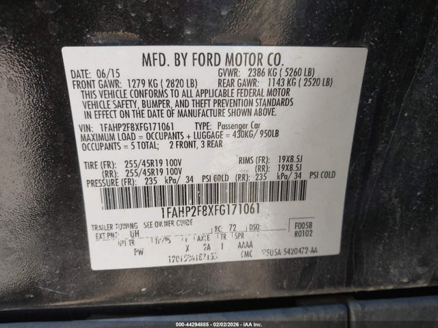 1FAHP2F8XFG171061 Ford Taurus Limited