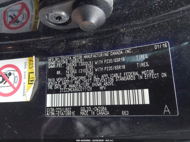 2016 Lexus Rx 350 მანქანა იყიდება აუქციონზე, vin: 2T2ZZMCA9GC011129, აუქციონის ნომერი: 44294962
