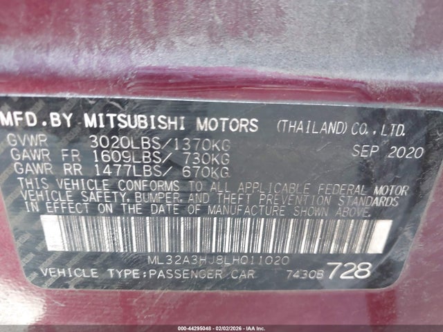 2020 MITSUBISHI MIRAGE ML32A3HJ8LH011020 Photo 8
