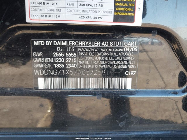 2007 MERCEDES-BENZ S 550 WDDNG71X57A057259 Photo 8