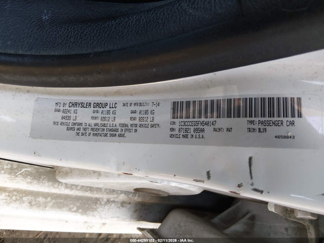 Aukcja sprzedaży 2015 Chrysler 200 C, vin: 1C3CCCEG5FN540147, numer aukcji: 44295102