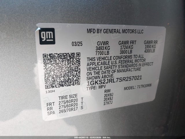 1GKS2JRL7SR257021 GMC Yukon Xl 4wd Denali