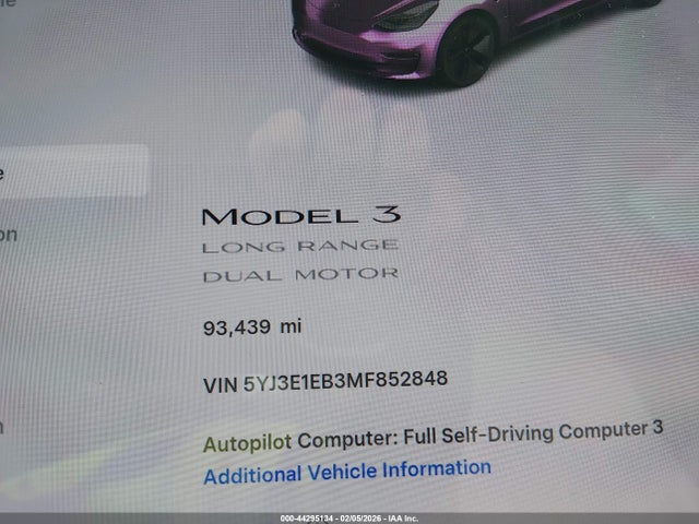 2021 TESLA MODEL 3 5YJ3E1EB3MF852848 Photo 6