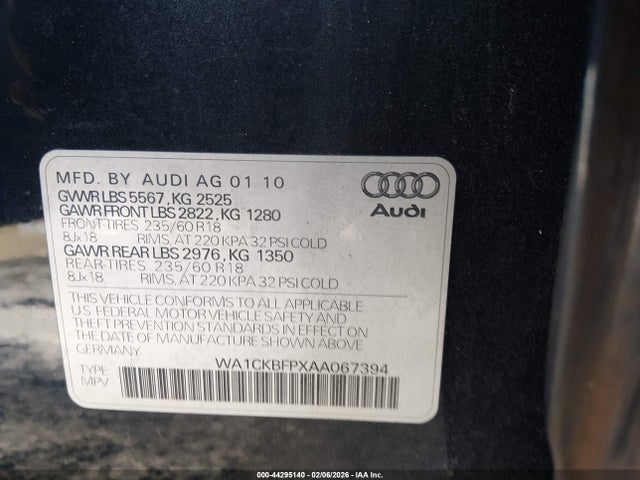 2010 AUDI Q5 WA1CKBFPXAA067394 Photo 8