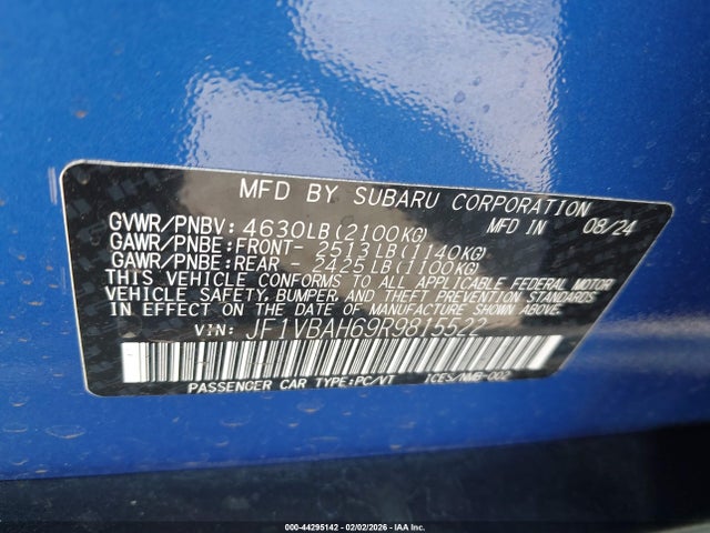 Subaru Wrx Premium 2024 JF1VBAH69R9815522 Image 9