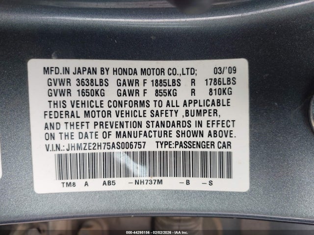 2010 HONDA INSIGHT JHMZE2H75AS006757 Photo 8