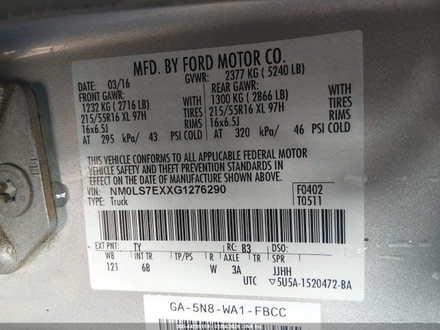 NM0LS7EXXG1276290 Ford Transit Connect Xl