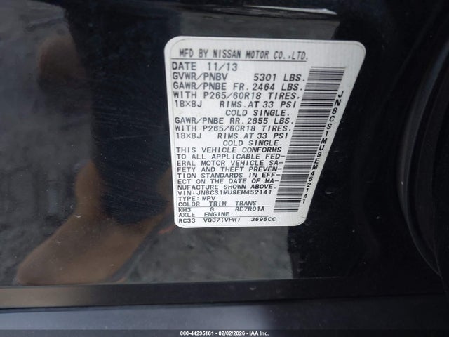 Продажа на аукционе авто 2014 Infiniti Qx70, vin: JN8CS1MU9EM452141, номер лота: 44295161