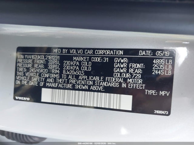 2020 VOLVO XC40 YV4162UK0L2181231 Photo 8