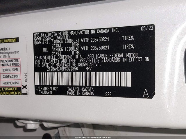 2023 Lexus Rx 350 Premium Plus მანქანა იყიდება აუქციონზე, vin: 2T2BAMCA6PC022856, აუქციონის ნომერი: 44295215