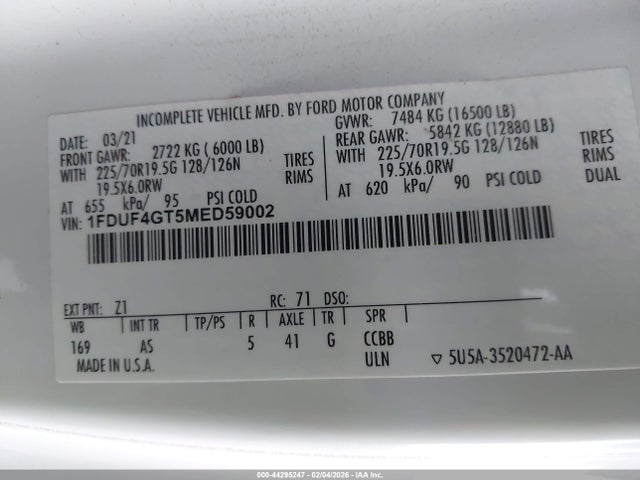 Ford F-450 Chassis Xl 2021 1FDUF4GT5MED59002 Image 8