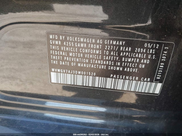 2013 VOLKSWAGEN GTI WVWGV7AJ3DW001520 Photo 8