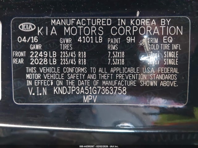 KNDJP3A51G7363758 KIA SOUL +