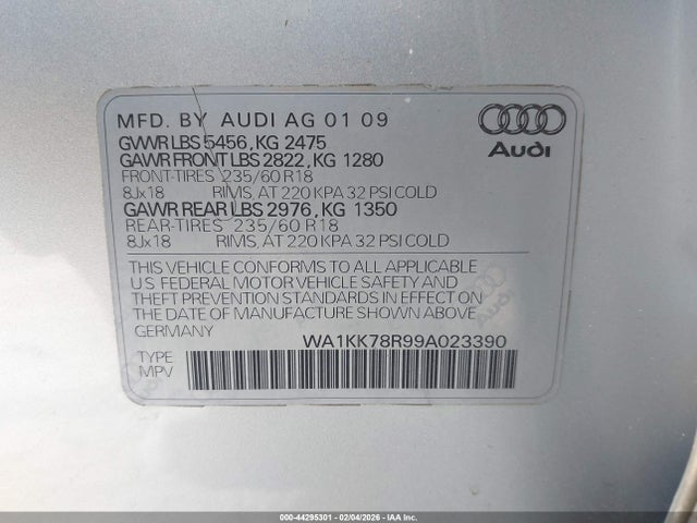 2009 AUDI Q5 WA1KK78R99A023390 Photo 8
