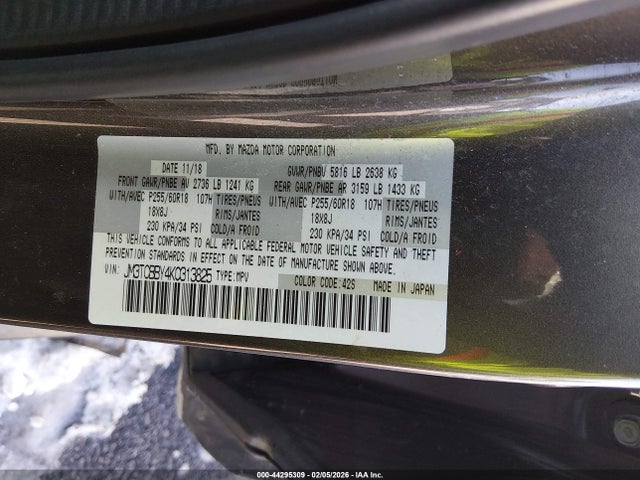 Продажа на аукционе авто 2019 Mazda Cx-9 Sport, vin: JM3TCBBY4K0313825, номер лота: 44295309