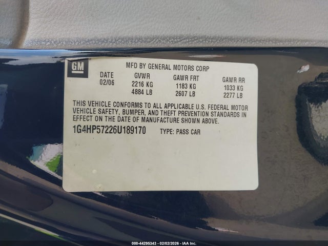 Продаж на аукціоні авто 2006 Buick Lucerne Cx, vin: 1G4HP57226U189170, номер лоту: 44295343