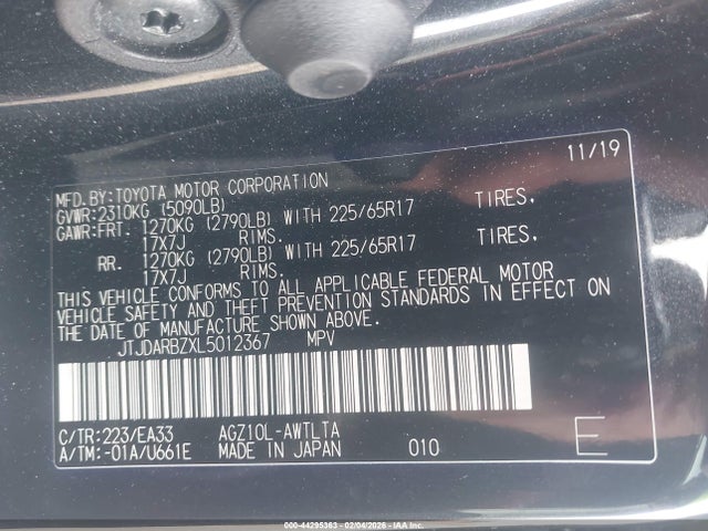 Aukcja sprzedaży 2020 Lexus Nx 300, vin: JTJDARBZXL5012367, numer aukcji: 44295363