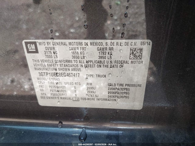 Продаж на аукціоні авто 2014 Gmc Sierra 1500 Sle, vin: 3GTP1UEC8EG467417, номер лоту: 44295397