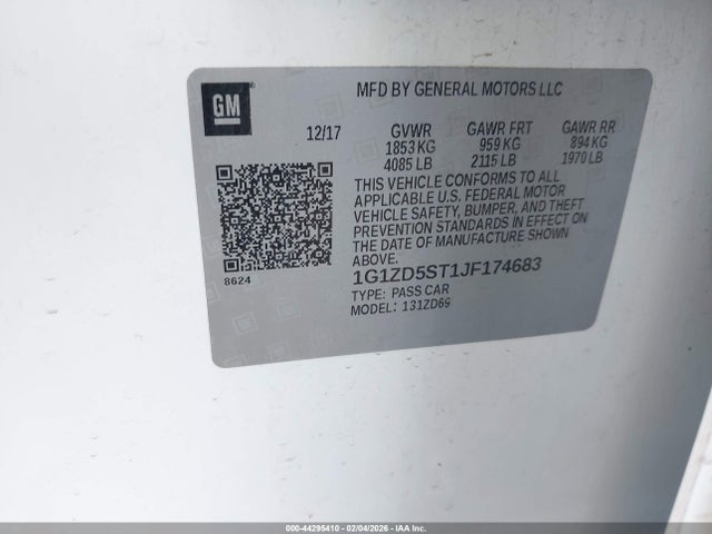 1G1ZD5ST1JF174683 Chevrolet MALIBU LT