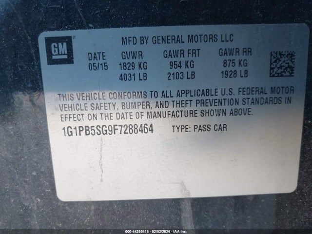 1G1PB5SG9F7288464 Chevrolet Cruze Ls Manual