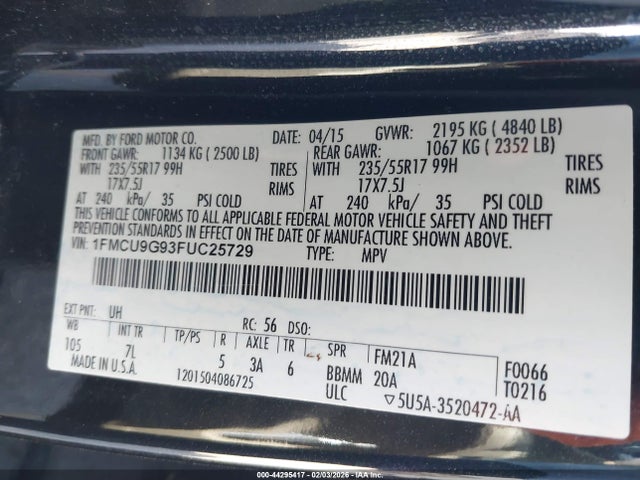 1FMCU9G93FUC25729 Ford ESCAPE SE