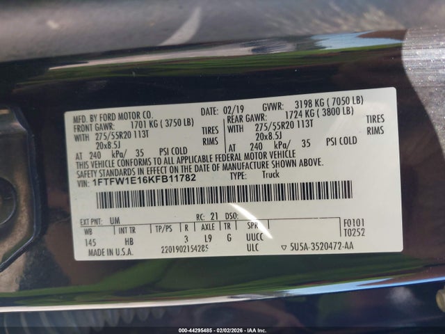 2019 FORD F-150 1FTFW1E16KFB11782 Photo 8