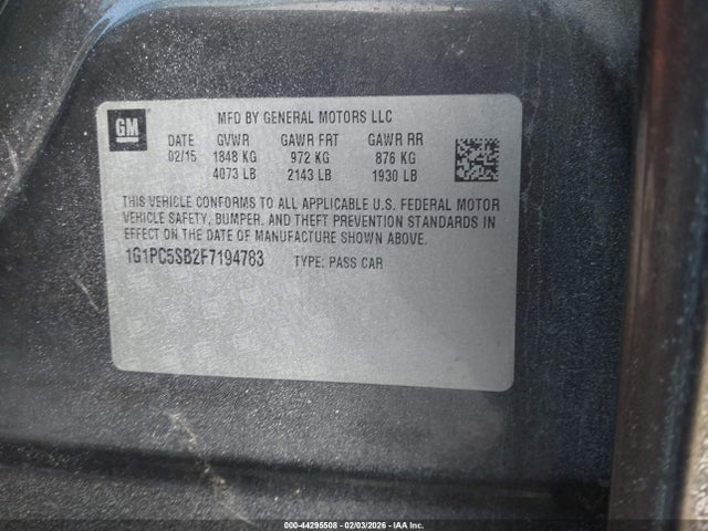 Chevrolet Cruze 1lt Auto 2015 1G1PC5SB2F7194783 Image 9