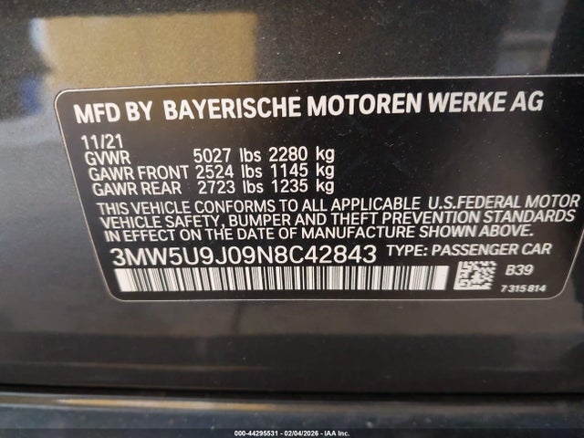 2022 BMW 3 SERIES 3MW5U9J09N8C42843 Photo 8