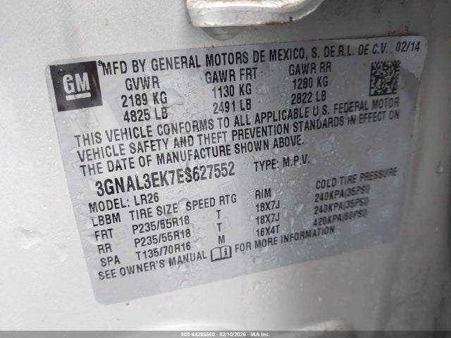 3GNAL3EK7ES627552 Chevrolet Captiva Sport Lt