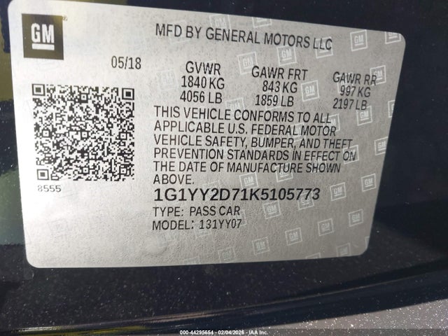 1G1YY2D71K5105773 Chevrolet Corvette Grand Sport