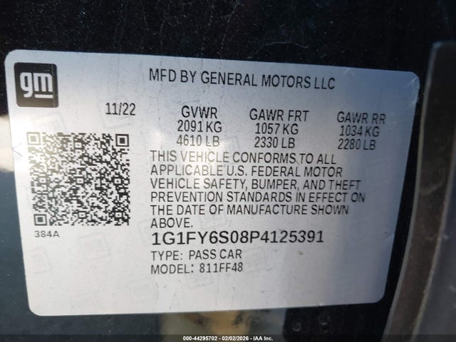 1G1FY6S08P4125391 Chevrolet Bolt Euv Fwd Lt