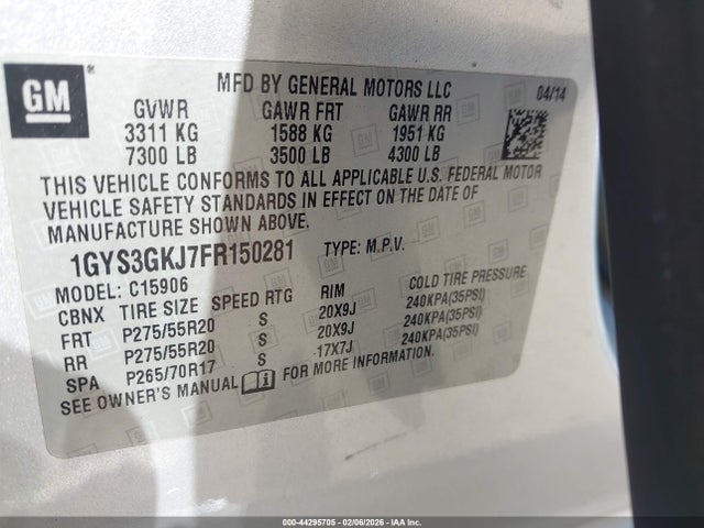 2015 CADILLAC ESCALADE ESV 1GYS3GKJ7FR150281 Photo 8