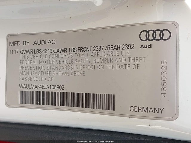 2018 AUDI A4 WAULMAF48JA105802 Photo 8