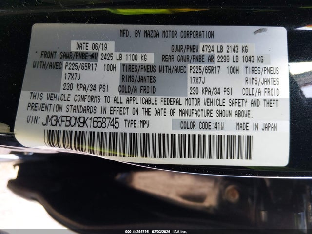 Продаж на аукціоні авто 2019 Mazda Cx-5 Touring, vin: JM3KFBCM9K1658745, номер лоту: 44295795