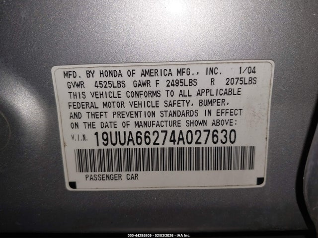 2004 ACURA TL 19UUA66274A027630 Photo 8