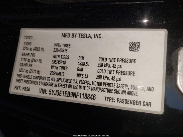2022 TESLA MODEL 3 5YJ3E1EB9NF118846 Photo 8