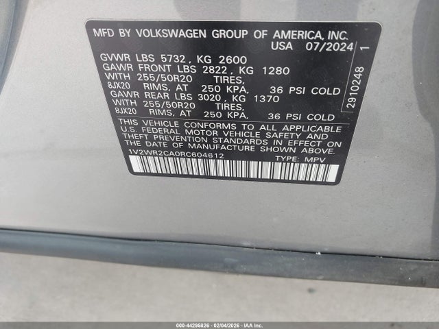 2024 VOLKSWAGEN ATLAS 1V2WR2CA0RC604612 Photo 8