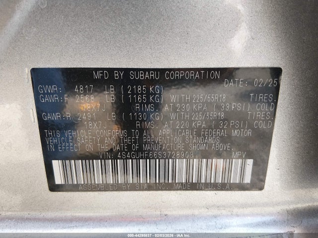 4S4GUHF66S3728903 Subaru Crosstrek Sport