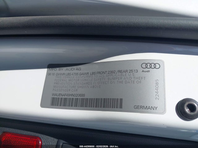 2017 AUDI A4 WAUENAF49HN020699 Photo 8