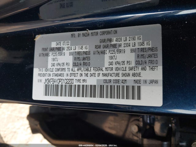 Aukcja sprzedaży 2023 Mazda Cx-5 2.5 Turbo, vin: JM3KFBAY0P0102200, numer aukcji: 44295854