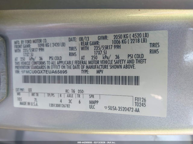 1FMCU0GX7EUA65895 Ford ESCAPE SE