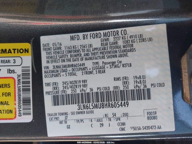 2017 LINCOLN MKZ HYBRID 3LN6L5MU8HR605449 Photo 8