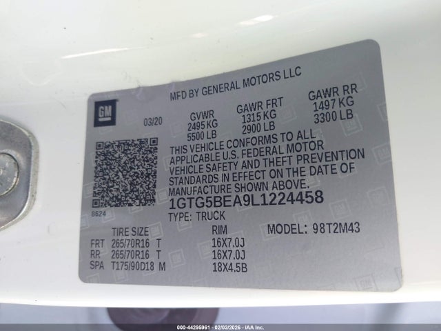 1GTG5BEA9L1224458 GMC Canyon 2wd Short Box