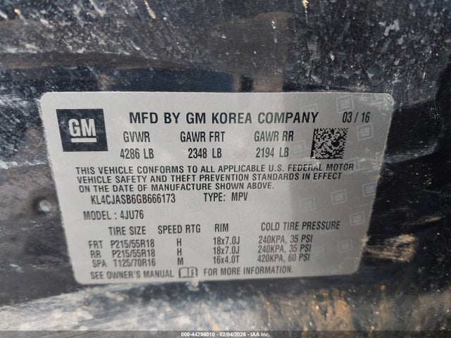 Продаж на аукціоні авто 2016 Buick Encore, vin: KL4CJASB6GB666173, номер лоту: 44296010