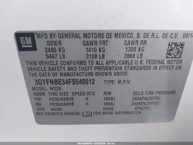 2015 CADILLAC SRX 3GYFNBE34FS540912 Photo 8
