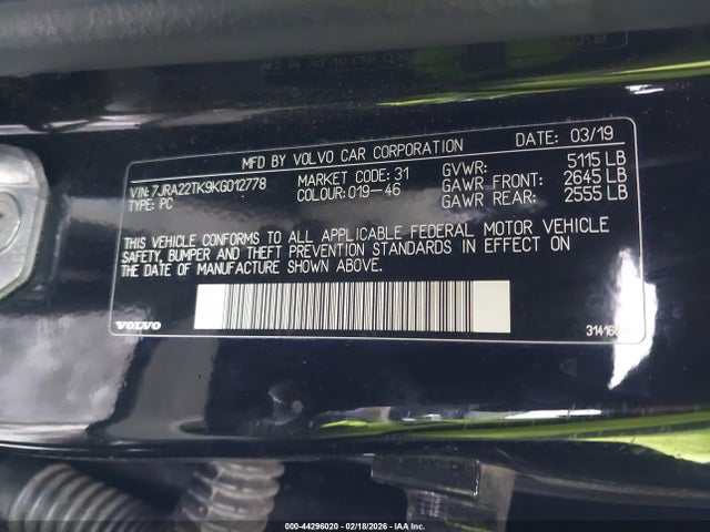 2019 VOLVO S60 7JRA22TK9KG012778 Photo 8